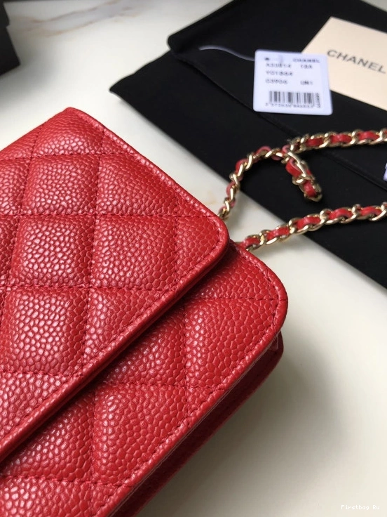 First Bag Ru CAVIAR WITH WALLET CHANEL HARDWARE CHAIN GOLD 0819